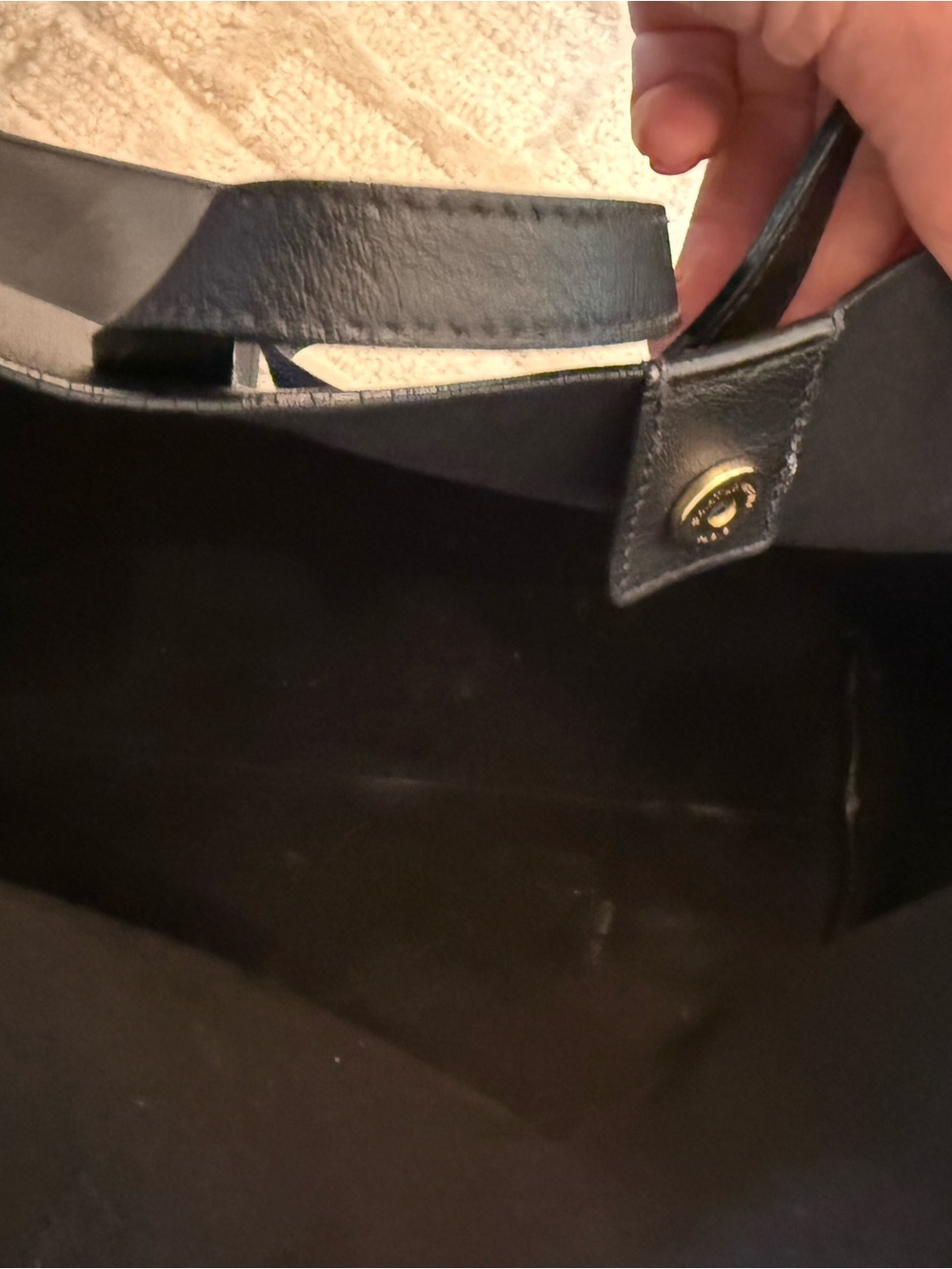 Saint Laurent Black Leather Tote with Gold YSL Charm - Picture 5 of 6